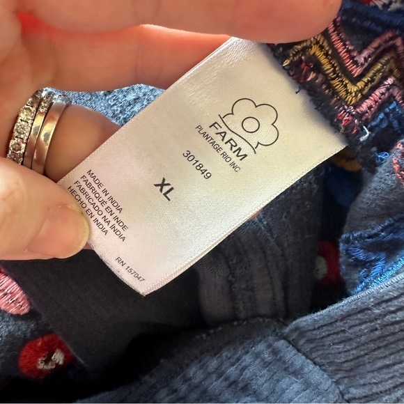 FARM RIO Embroidered Corduroy Jumpsuit in Navy Blue Size XL - Picture 5 of 10